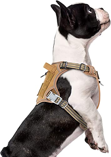 BUMBIN Taktisches Hundegeschirr für kleine Hunde, kein Ziehen, berühmtes TIK TOK No Pull Welpengeschirr, Verstellbares Hundeweste Geschirr mit Griff, Braun XS von BUMBIN