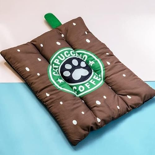 BUNGAA Hundebett, Kühlmatte, Hundematte, Sommer Pet Cooling Pad Katze Pad Hund Pad Kühl Matte Zwinger Katze Käfig Obst Form Pad Pet Liefert Bunte Baumwolle füllung (Color : Coffee) von BUNGAA