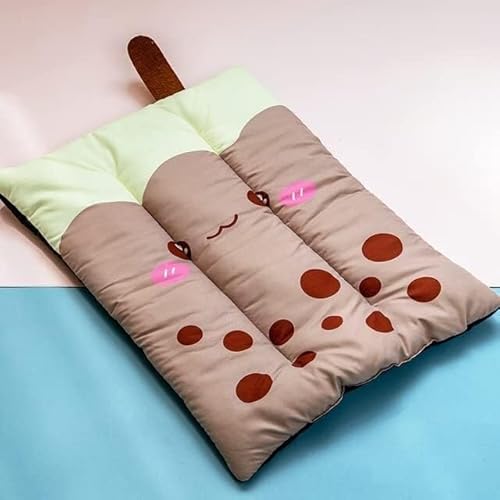 BUNGAA Hundebett, Kühlmatte, Hundematte, Sommer Pet Cooling Pad Katze Pad Hund Pad Kühl Matte Zwinger Katze Käfig Obst Form Pad Pet Liefert Bunte Baumwolle füllung (Color : Milk Tea) von BUNGAA