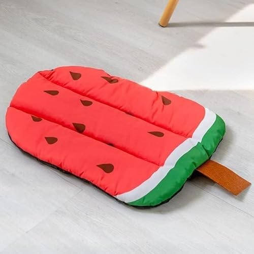 BUNGAA Hundebett, Kühlmatte, Hundematte, Sommer Pet Cooling Pad Katze Pad Hund Pad Kühl Matte Zwinger Katze Käfig Obst Form Pad Pet Liefert Bunte Baumwolle füllung (Color : Watermelon) von BUNGAA