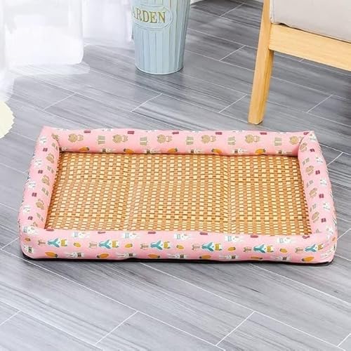 Hundebett, Kühlmatte, Hundematte, Haustier Hund Katze Eis Bett Kühlung Sommer Pad Matte Atmungsaktive Sofa Hund Katze Schlafen Bett for Kleine Mittel Große Hunde katze Matten S 2XL ( Color : Pink Rabb von BUNGAA