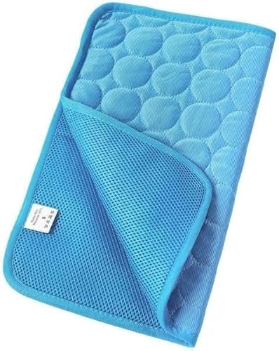 Hundebett, Kühlmatte, Hundematte, Kühlmatte for Hunde, for den Sommer, for Hunde und Katzen, Matten, Decke, Sofa, atmungsaktiv, for kleine, mittelgroße und große Hunde im Auto ( Color : Blue Mesh Clot von BUNGAA