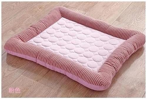 Hundebett, Kühlmatte, Hundematte, Kühlunterlage, Bett for Hunde, Katzen, Welpen, Kätzchen, Kühlmatte, Haustierdecke, Eisseidenmaterial, weich for Rosa, Blau, atmungsaktiv ( Color : Pink Cooling , Size von BUNGAA