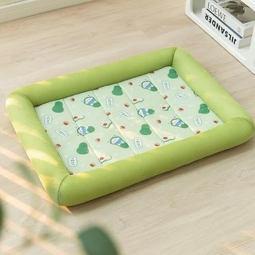 Hundebett, Kühlmatte, Hundematte, Neue S XL Sommer Kühlung Haustier Hund Matte Eis Pad Hund Schlafen Platz Matten for Hunde Katzen Pet Zwinger kühle Kalte Seide Hundebett ( Color : Square Avocado , Si von BUNGAA