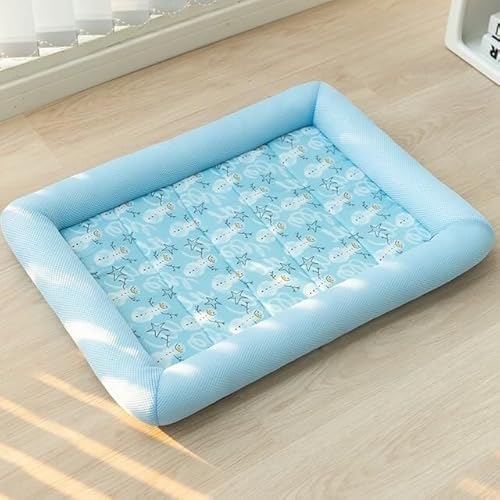 Hundebett, Kühlmatte, Hundematte, Neue S XL Sommer Kühlung Haustier Hund Matte Eis Pad Hund Schlafen Platz Matten for Hunde Katzen Pet Zwinger kühle Kalte Seide Hundebett ( Color : Square Snowman , Si von BUNGAA