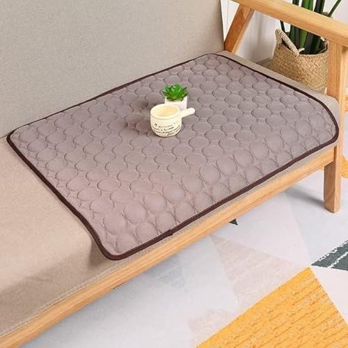 Hundebett, Kühlmatte, Hundematte, Sommer Hund Kühl Matte Erfrischende Pet Pad Welpen Katze Decke Sofa Atmungs Kühlen Bett Waschbar Haustiere Träger Auto Kissen ( Color : Coffee , Size : L(70x55cm) ) von BUNGAA