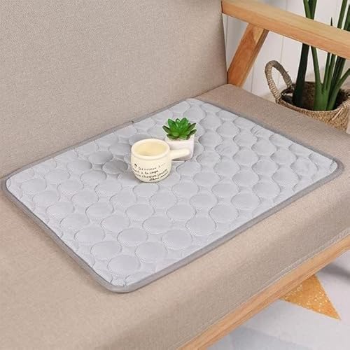 Hundebett, Kühlmatte, Hundematte, Sommer Hund Kühl Matte Erfrischende Pet Pad Welpen Katze Decke Sofa Atmungs Kühlen Bett Waschbar Haustiere Träger Auto Kissen ( Color : Gris , Size : L(70x55cm) ) von BUNGAA