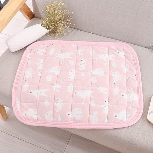 Hundebett, Kühlmatte, Hundematte, Sommer Hund Kühlmatte Atmungs Haustier Hund Bett Decke Eis Seide Pad Sofa Zwinger for Kleine Mittelgroße Hunde Katzen Hund auto Sitzkissen ( Color : Pink Bear , Size von BUNGAA