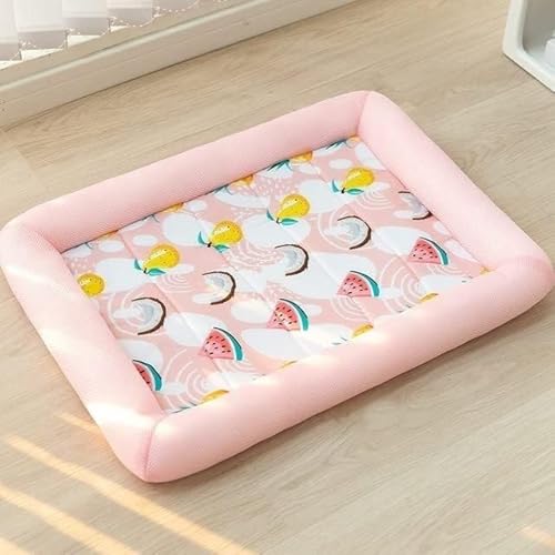 Hundebett, Kühlmatte, Hundematte, Sommer Kühlung Haustier Hund Matte Eis Pad Hund Schlafen Quadratische Matten for Hunde Katzen Pet Zwinger Kühlen Kalten Seide hund Bett ( Color : Square Pink , Size : von BUNGAA