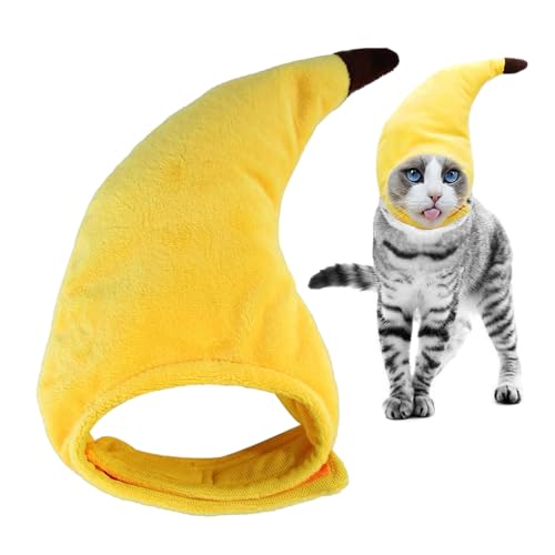 BUNIQ Hunde-Bananen-Kostümhut,Entzückende Katzen-Halloween-Mütze - Verstellbare Partygeschenke, lustige Halloween-Kleidung, kreative Haustierkostüme für kleine Hunde, Cosplay, Festival von BUNIQ