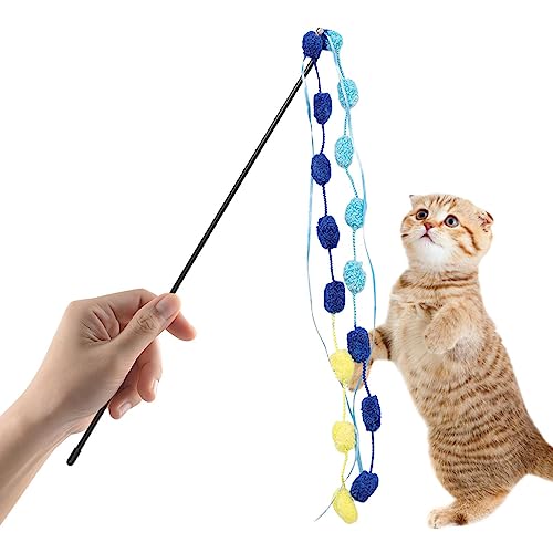 BUNIQ Katzen-Teaser-Stick,Buntes Katzen-Angelspielzeug mit Glocke | Angelruten-Katzenspielzeug für gelangweilte Hauskatzen beim Jagen und Trainieren, Rute und Schnur für Spaß und Bewegung, Hauskatzen von BUNIQ