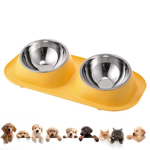 Hundefutternapf - Doppelschüssel aus Edelstahl - Wiederverwendbare Futternäpfe für Wasser und Futter für Katzen, Welpen, kleine und mittelgroße Haustiere Buniq von BUNIQ