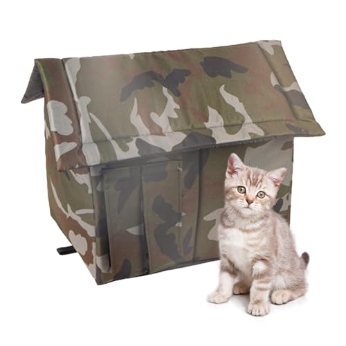 Outdoor Pets Cat House for Outdoors, Stray Cat Shelter Warm Weatherproof, Waterproof Outdoor Pet House for Feral Cats Dogs Stray Cat House with Individual Cushions von BUNIQ