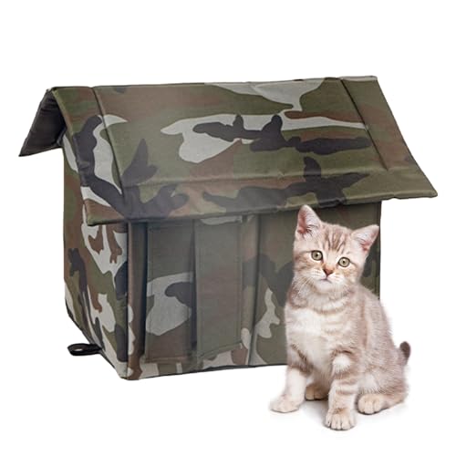 Outdoor Pets Cat House for Outdoors, Stray Cat Shelter Warm Weatherproof, Waterproof Outdoor Pet House for Feral Cats Dogs Stray Cat House with Individual Cushions von BUNIQ