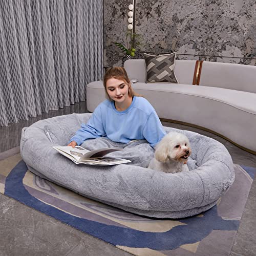 BUNNIFAIR BunniBed Hundebett, Extra großes Hundebett 175 x 95 x 30cm, Flauschige, riesige, waschbarem veganem Fellbezug, Kissen und Decker, für Erwachsene und große Hunde mit abnehmbarem BUNNIFAIR BunniBed Hundebett, Extra großes Hundebett 175 x 95 x 30cm, Flauschige, riesige, waschbarem veganem Fellbezug, Kissen und Decker, für Erwachsene und große Hunde mit abnehmbarem von BUNNIFAIR