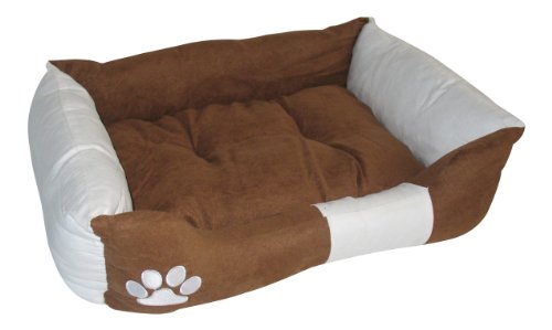 BUNNY BUSINESS Hundebett, Velourslederimitat, extra groß, 107 cm, Braun/Weiß von BUNNY BUSINESS