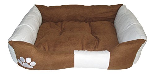 BUNNY BUSINESS Hundebett, Velourslederimitat, sehr weich, 91 cm, Braun/Weiß von BUNNY BUSINESS