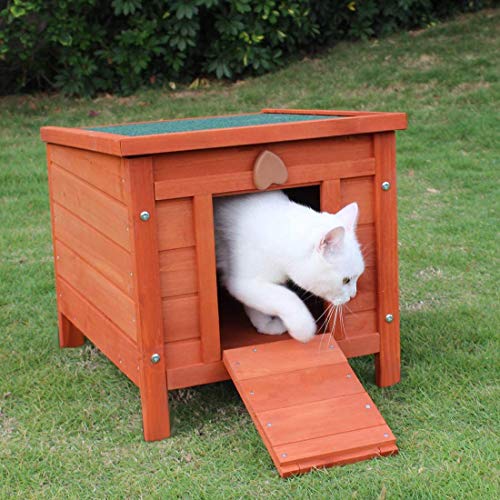 BUNNY BUSINESS Kaninchen/Meerschweinchen/Katzenhaus aus Holz, 50 x 42 x 43 cm, Rot von BUNNY BUSINESS