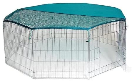 BUNNY BUSINESS Laufstall für Kaninchen/Meerschweinchen, 8 Paneele, für drinnen und draußen, XL, 140 x 140 cm, silberfarben von BUNNY BUSINESS