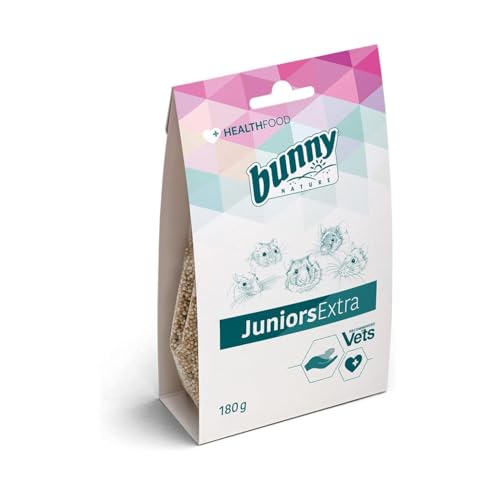 Bunny Juniors Extra | 180 g | Ergänzungsfuttermittel in der Wachstumsphase für Kleinnager | Ohne Zucker, Zusatzstoffe oder Farbstoffe | In den ersten 4 Lebensmonaten von Bunny Nature