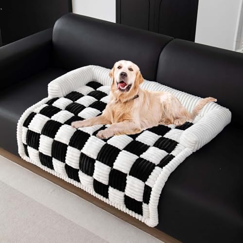 BUNQQF Hundebett Plüsch, Hundedecke Sofa, Sofaschutz Hund, Hundekissen, für mittelgroße Hunde Waschbar Hundesofa Wasserdicht rutschfest Hundecouch mit Hohem Rand von BUNQQF