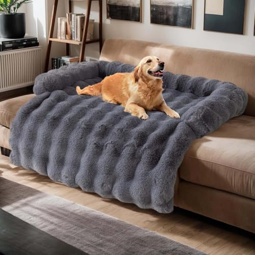 BUNQQF Plüsch-Hundebett mit Nackenpolster, Plüsch-Haustierbett für große Hunde, Universal-Tiermöbelschutz, Schlafsofabezug, maschinenwaschbar dunkelgrau groß BUNQQF Plüsch-Hundebett mit Nackenpolster, Plüsch-Haustierbett für große Hunde, Universal-Tiermöbelschutz, Schlafsofabezug, maschinenwaschbar dunkelgrau groß von BUNQQF