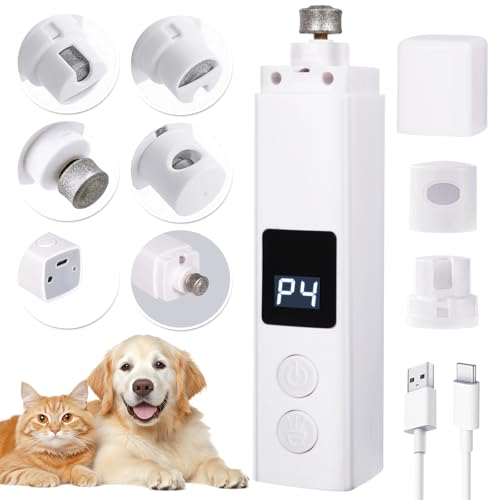 BUOAZR Krallenschleifer für Hunde 4-Gang mit LED-Licht, Elektrischer Hundekrallenschneider, Superleise, USB Wiederaufladbar Hundekrallenfeile für Große, Mittelgroße und Kleine Hunde und Katzen von BUOAZR