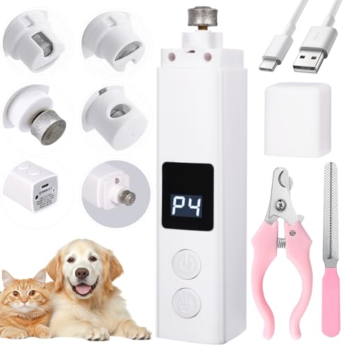 BUOAZR Krallenschleifer für Hunde 4-Gang mit LED-Licht, Elektrischer Hundekrallenschneider, Superleise, USB Wiederaufladbar Hundekrallenfeile für Große, Mittelgroße und Kleine Hunde und Katzen von BUOAZR