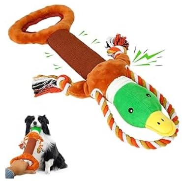 BUPIHUKA Hundespielzeug Unzerstörbar Weihnachten - Quietschend Robust Tau Seil für Große Kleine Hunde - Interaktives Quietschendes Stofftier & Kuscheltier zur Beschäftigung, Zerren für Welpen Braun von BUPIHUKA