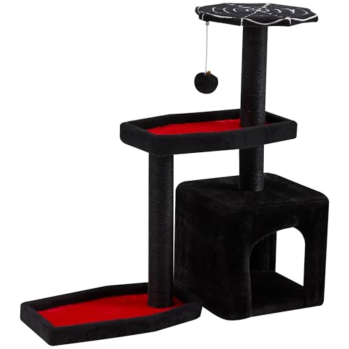 Schwarzer Katzenbaum, 31 Zoll Gothic Katzenturm, Katzenhäuser für Indoor-Katzen mit Sargbett, geräumige Katzenhütte, Kratzbäume für Kätzchen und Katzen Schwarzer Katzenbaum, 31 Zoll Gothic Katzenturm, Katzenhäuser für Indoor-Katzen mit Sargbett, geräumige Katzenhütte, Kratzbäume für Kätzchen und Katzen von BUPPLEE