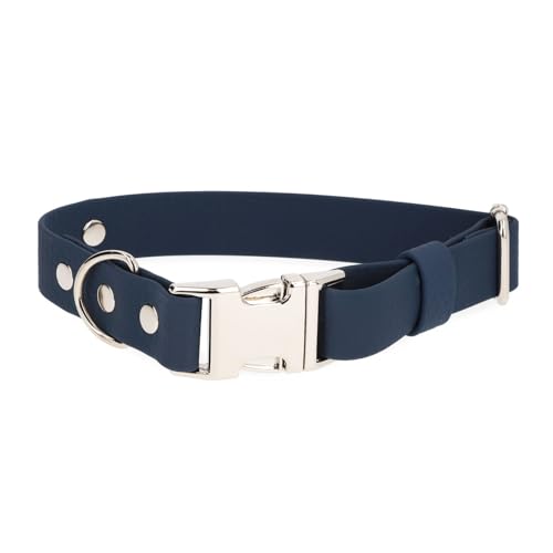 BURA Wasserdichter Hundehalsband – Geruchshemmend, Leicht zu Reinigen, Langlebig, Allergikerfreundlich, Verstellbar, Modernes Design – Ideal für Alltag und Outdoor-Aktivitäten (Marineblau, S) von BURA