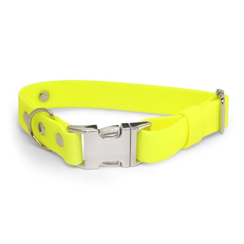 BURA Wasserdichter Hundehalsband – Geruchshemmend, Leicht zu Reinigen, Langlebig, Allergikerfreundlich, Verstellbar, Modernes Design – Ideal für Alltag und Outdoor-Aktivitäten (Neongelb, XS) von BURA