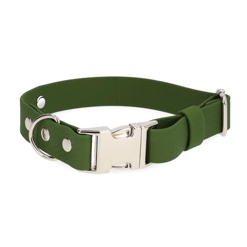 BURA Wasserdichter Hundehalsband – Geruchshemmend, Leicht zu Reinigen, Langlebig, Allergikerfreundlich, Verstellbar, Modernes Design – Ideal für Alltag und Outdoor-Aktivitäten (grun17, M) von BURA