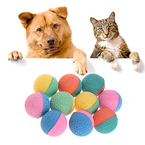 10 Stück Haustier-Spielzeug Latex Bälle bunt Kauen für Hunde Katzen Welpen Kätzchen weich elastisch von BURAN