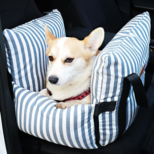 BURLOE Hunde Autositz, Für Kleine Autositz Katze Haustier Vordersitz Rücksitz Mit Clip on Sicherheitsleine Braune Streifen,3 BURLOE Hunde Autositz, Für Kleine Autositz Katze Haustier Vordersitz Rücksitz Mit Clip on Sicherheitsleine Braune Streifen,3 von BURLOE