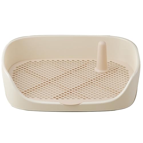 BURLOE Hundetrainingstoilette, Hundetöpfchenzaun Hundetoilette Mit Abnehmbarem Pfosten Und Spritzwand Für Hunde Und Katzen Im Innenbereich,Beige,M von BURLOE