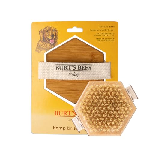 Burt's Bees for Pets Handflächenbürste mit Hanfborsten, beste ergonomische Hundebürste, um große Hunde zu pflegen, leicht zu halten, Hundebürstengriff, reduziert Stress auf Ihr Handgelenk, ideal für von BURT'S BEES FOR PETS