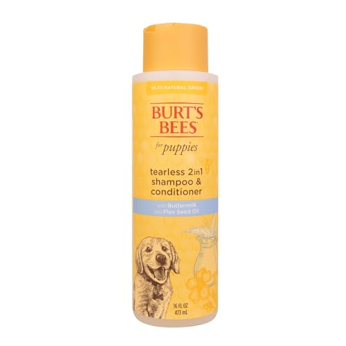 Burts Bees Tränenloses 2-in-1-Shampoo und Conditioner für Welpen, mit Buttermilch- und Leinöl, 473 ml, Weiß von BURT'S BEES FOR PETS