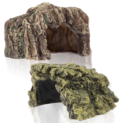 2pcs Harz Reptile Felshöhle sichere bärtige Drache Versteckhöhle Simulation Terrarium Dekor Terrarium Accessoires für Loach Small Fish Ball Python Hamster Gecko 2pcs Harz Reptile Felshöhle sichere bärtige Drache Versteckhöhle Simulation Terrarium Dekor Terrarium Accessoires für Loach Small Fish Ball Python Hamster Gecko von BUTORY