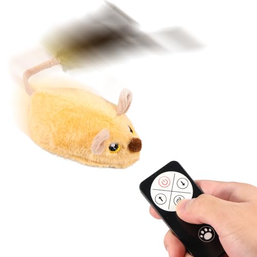 BUTORY Cat Interactive Toy Auto Auto Elektro Maus Teaser Spielzeug wiederaufladbare Bewegungsmäuse Spielzeug realistisch(gelb) von BUTORY