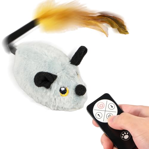 BUTORY Cat Interactive Toy Auto Auto Elektro Maus Teaser Spielzeug wiederaufladbare Bewegungsmäuse Spielzeug realistisch(grau) von BUTORY