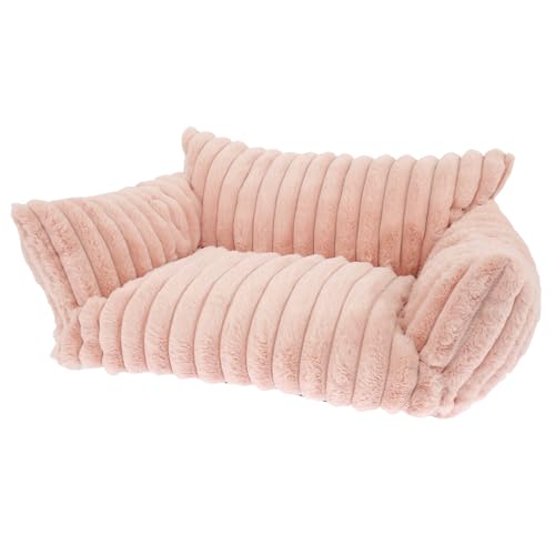 BUTORY Katzenbett Kleines Hundesofa Flauschig Katzensofa Hundebett Mit Rutschfester Unterseite Weich Katzenbett Katzencouch Flanelle Waschbar Haustiersofa(Rosa) von BUTORY