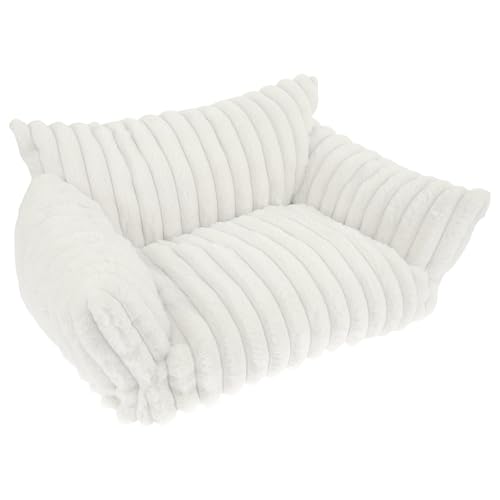 BUTORY Katzenbett Kleines Hundesofa Flauschig Katzensofa Hundebett Mit Rutschfester Unterseite Weich Katzenbett Katzencouch Flanelle Waschbar Haustiersofa(weiß) von BUTORY