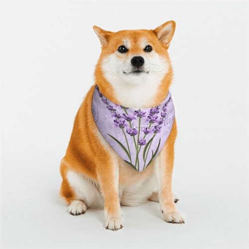 Schal für Hunde oder Katzen, Lavendel-Stempel, bedrucktes Muster, Haustier-Dreieck-Schal, verschiedene Größen, Haustier-Bandana, Lätzchen, Halstuch von BUULOO
