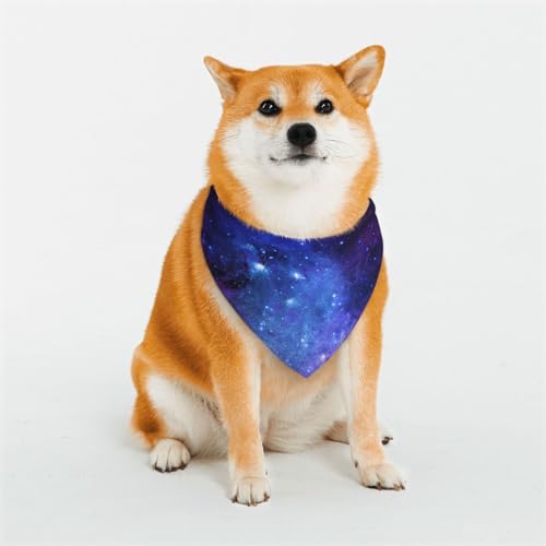 Schal für Hunde oder Katzen, Motiv: blaue Galaxie, bedrucktes Muster, Haustier-Dreieck-Schal, verschiedene Größen, Haustier-Bandana, Lätzchen, Halstuch von BUULOO