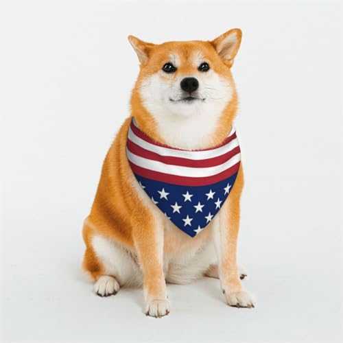 Schal für Hunde oder Katzen, amerikanische Flagge, Sterne, gestreift, bedrucktes Muster, Haustier-Dreieck-Schal, verschiedene Größen, Haustier-Bandana, Lätzchen, Halstuch von BUULOO