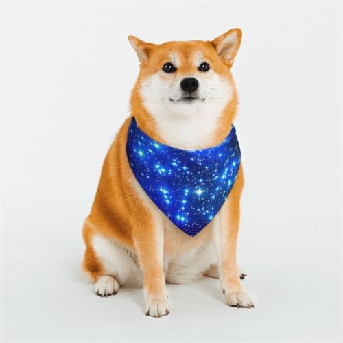 Schal für Hunde oder Katzen, blau leuchtende Sterne, bedrucktes Muster, Haustier-Dreieck-Schal, verschiedene Größen, Haustier-Bandana, Lätzchen, Halstuch von BUULOO