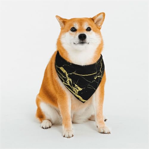 Schal für Hunde oder Katzen, schwarz-goldener Marmor, bedrucktes Muster, Haustier-Dreieck-Schal, verschiedene Größen, Haustier-Bandana, Lätzchen, Halstuch Schal für Hunde oder Katzen, schwarz-goldener Marmor, bedrucktes Muster, Haustier-Dreieck-Schal, verschiedene Größen, Haustier-Bandana, Lätzchen, Halstuch von BUULOO