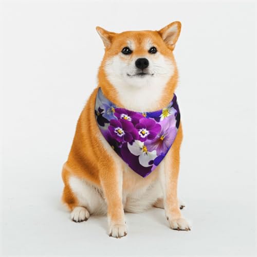 Schal für Hunde oder Katzen, violett, Blumen-Design, bedrucktes Muster, Dreieckstuch, verschiedene Größen, Haustier-Bandana, Lätzchen, Halstuch von BUULOO