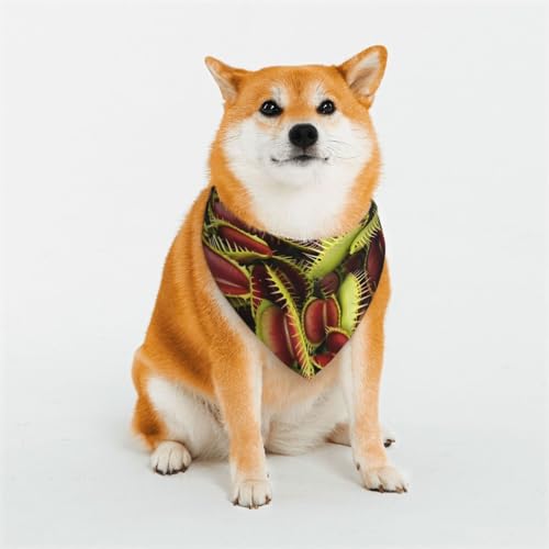 Schal für Hunde oder Katzen mit fleischfressenden Pflanzen, bedrucktes Muster, Haustier-Dreieck-Schal, verschiedene Größen, Haustier-Bandana, Lätzchen, Halstuch. von BUULOO